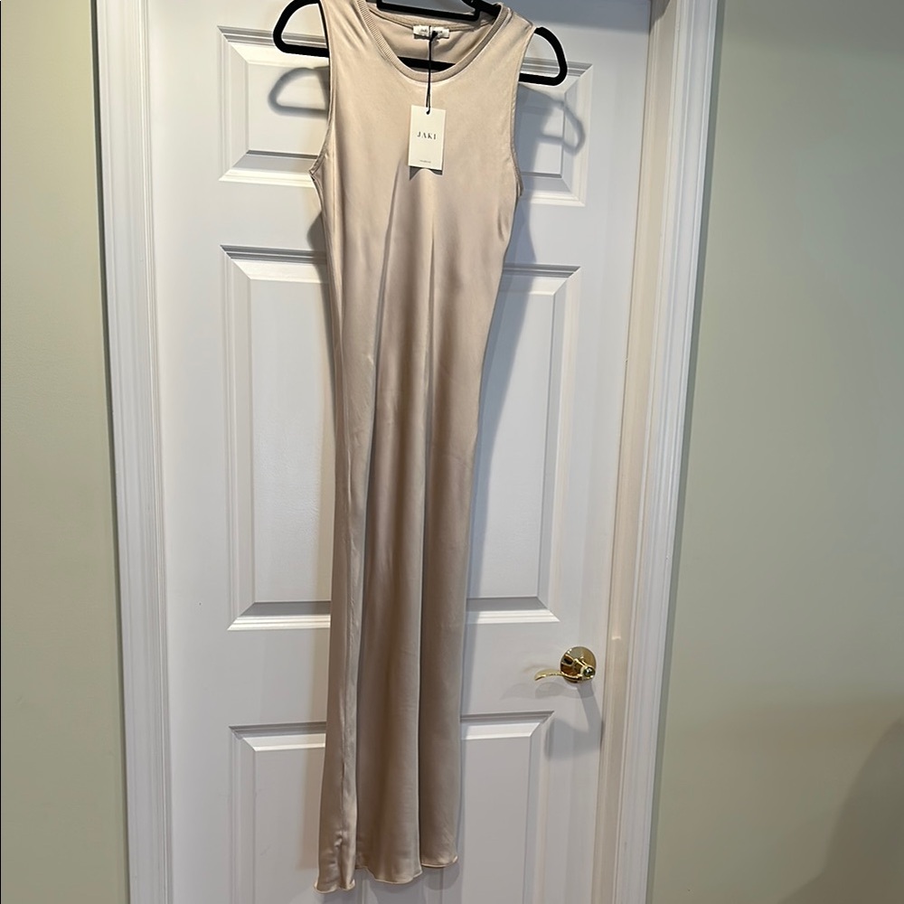 NWT Jaki London satin midi dress light cream dress size S